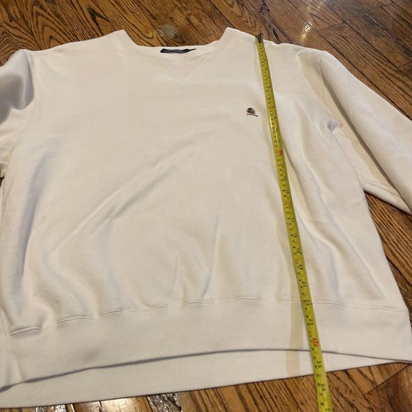 Vintage Large Tommy Hilfiger Cream Crewneck Sweatshirt white ivory - Picture 5 of 7